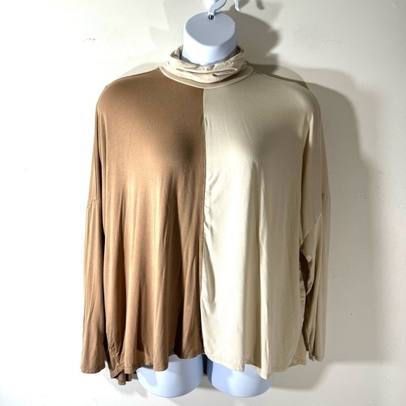 Wynne Layers Tops - Wynne Layers Colorblock Unstructured Turtleneck